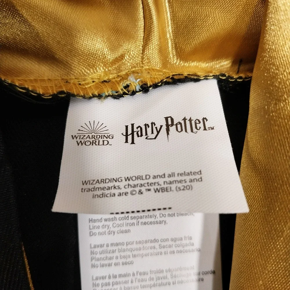 Harry Potter Costume Robe Hogwarts Crest Hooded Size M Unisex Kid 7-8 Black Gold